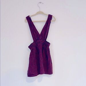 Kids Zara Red and Black Plaid Pinafore Dress
